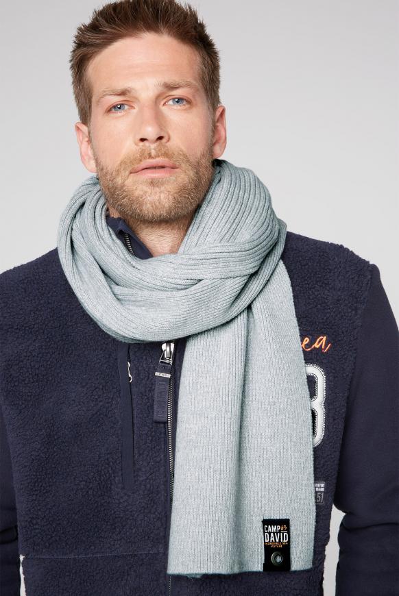 Schal in Rippstrick mit Label Patch white melange
