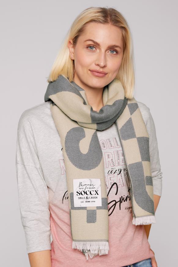 Schal mit Intarsia-Muster cool sand