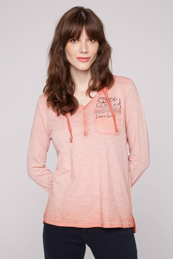 Serafino-Shirt mit Kapuze und Rücken-Print lipstick