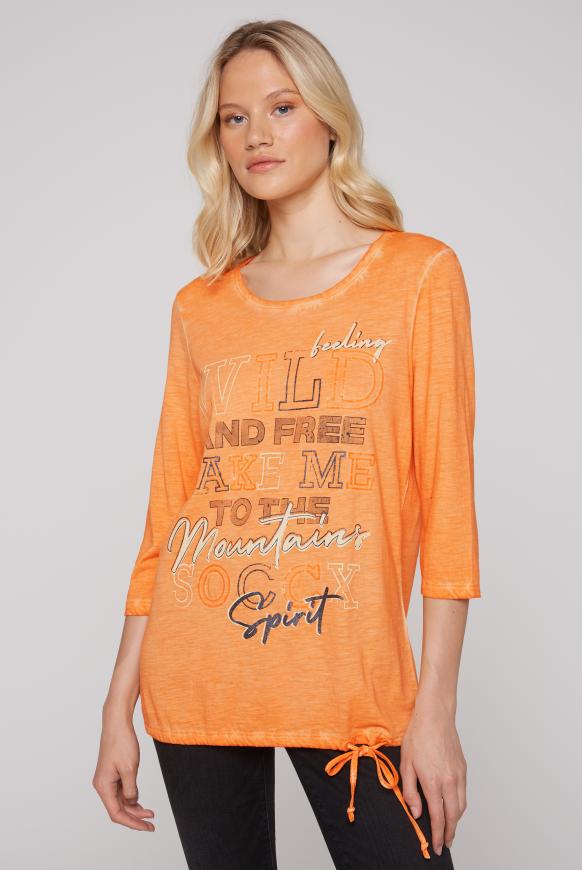 Shirt mit 3/4-Ärmeln und Print Artwork apricot blush