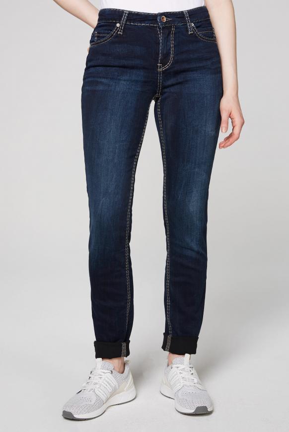 Slim Fit Jeans HE:DI mit Kontrastnähten dark blue