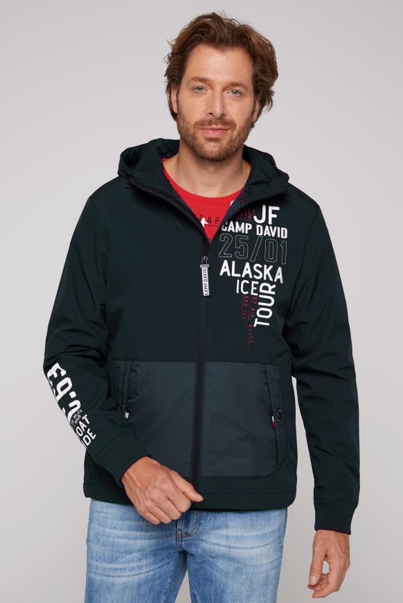 Softshelljacke im Materialmix mit Artworks frozen navy