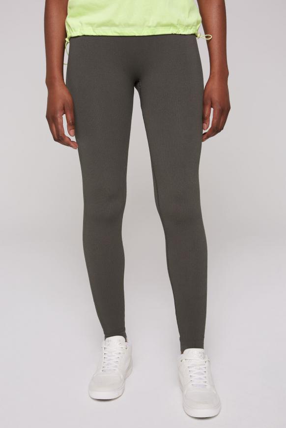 Sporttights Seamless mit Rippstruktur washed black