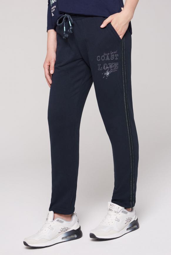 Sweathose mit Label Prints und Seitentape blue navy
