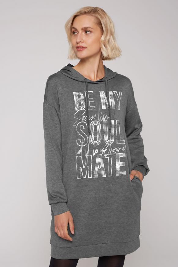 Sweatkleid mit Kapuze und Puff Print grey melange