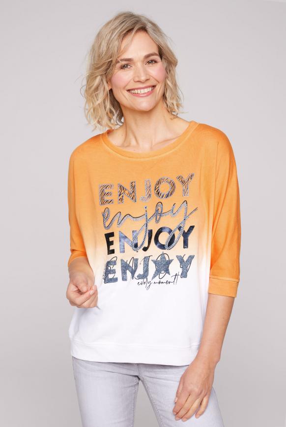 Sweatshirt Dip Dye mit kurzen Ärmeln orange peel / opticwhite
