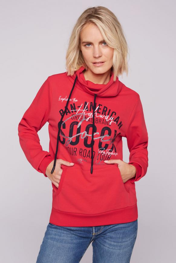 Sweatshirt mit hohem Kragen und Artwork red orange