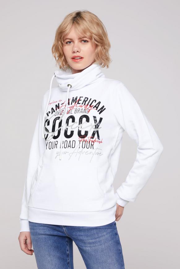 Sweatshirt mit hohem Kragen und Artwork opticwhite