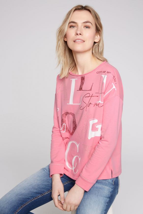 Sweatshirt mit Wording Print happy pink