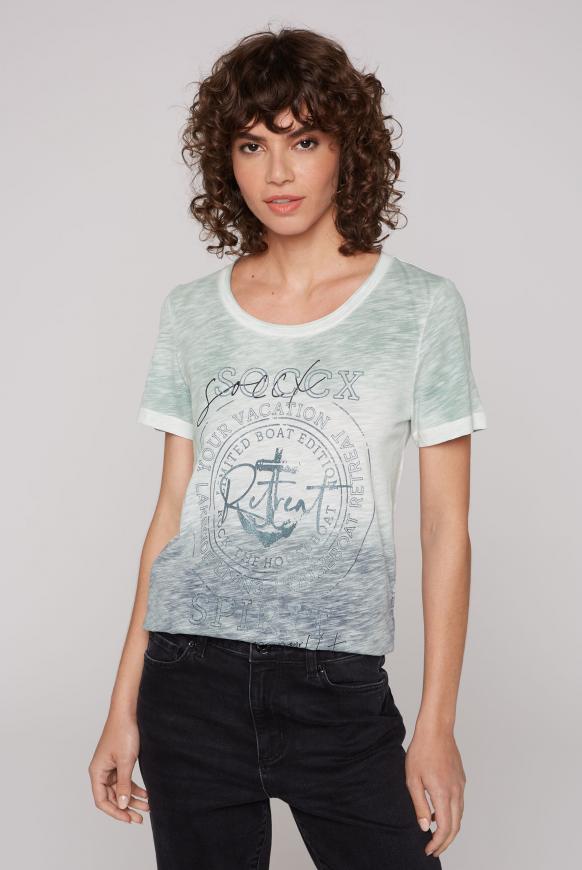 T-Shirt Dip Dye mit Glitter Print lake