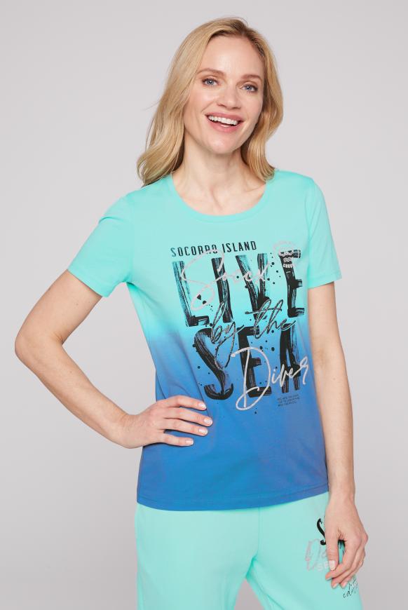 T-Shirt Dip Dye mit Glitzer-Artwork flash aqua