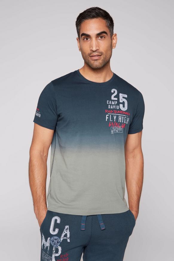 T-Shirt Dip Dye mit Logo Prints khaki / reef blue