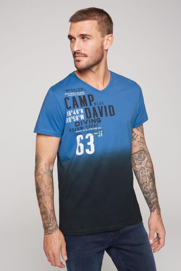 T-Shirt Dip Dye mit Rücken-Print blue navy