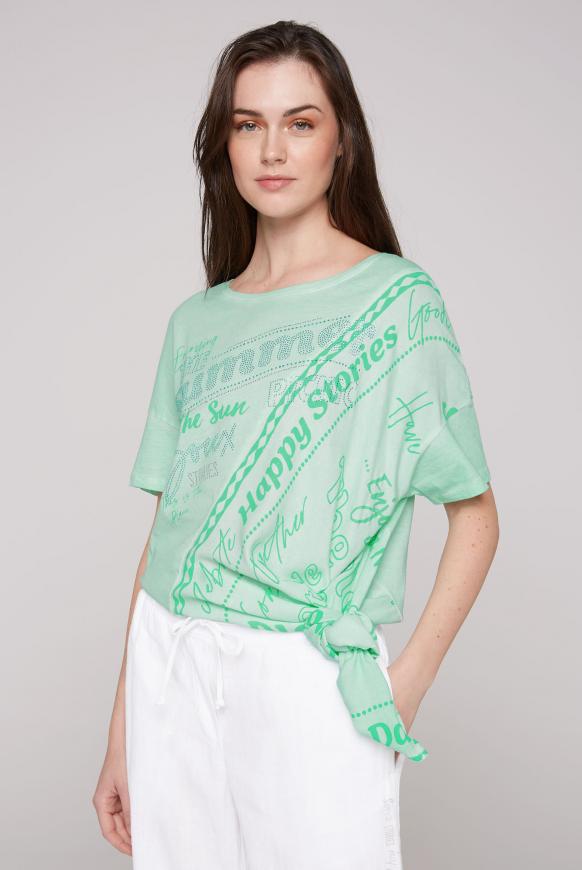 T-Shirt im Materialmix mit Knotensaum leafy mint