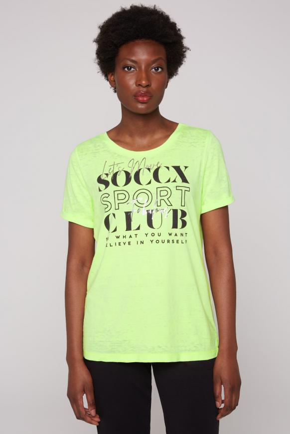 T-Shirt mit Ausbrenner-Effekten wasabi