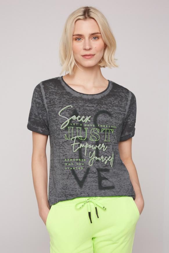 T-Shirt mit Ausbrenner-Effekten washed black