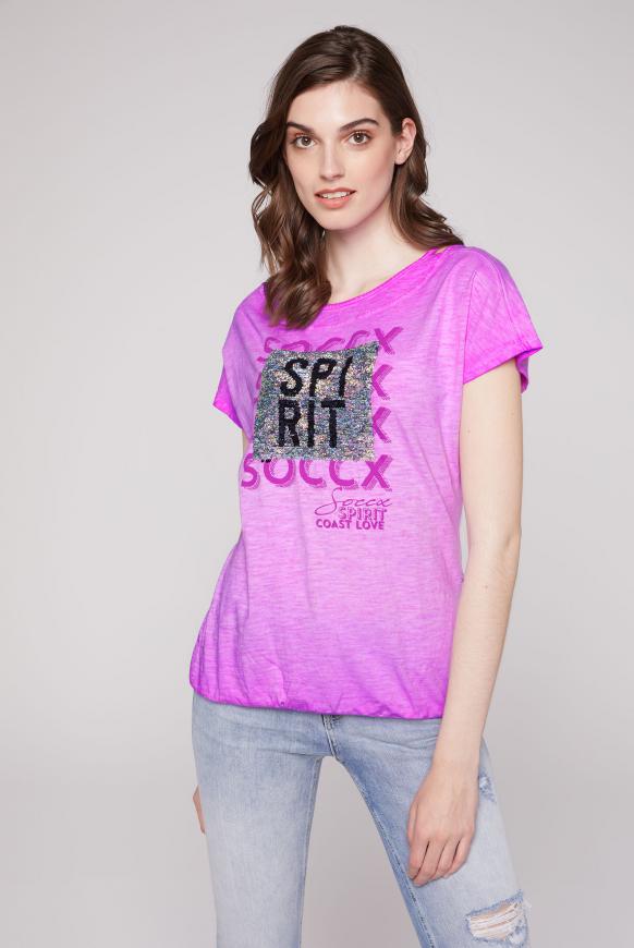 T-Shirt mit Cut-Out und Wendepailletten new lilac