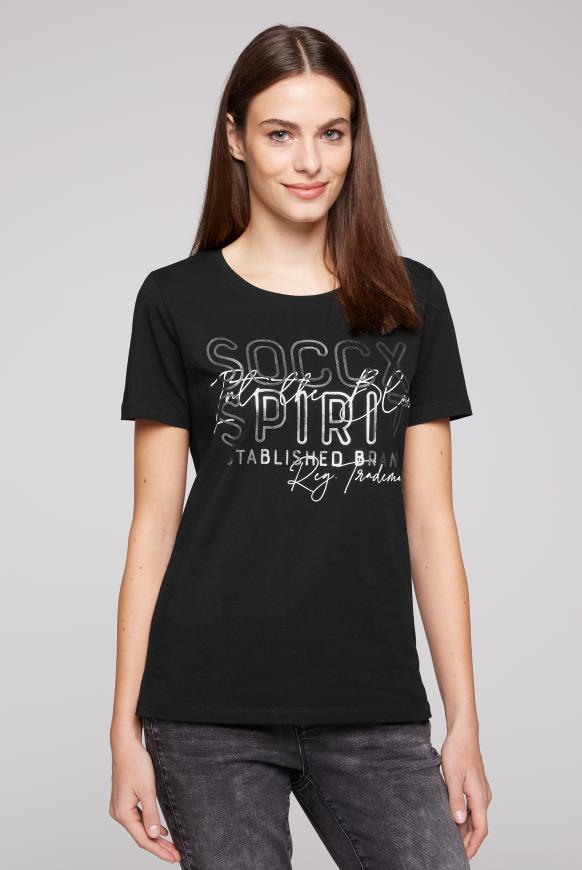 T-Shirt mit Folienprint black / letter