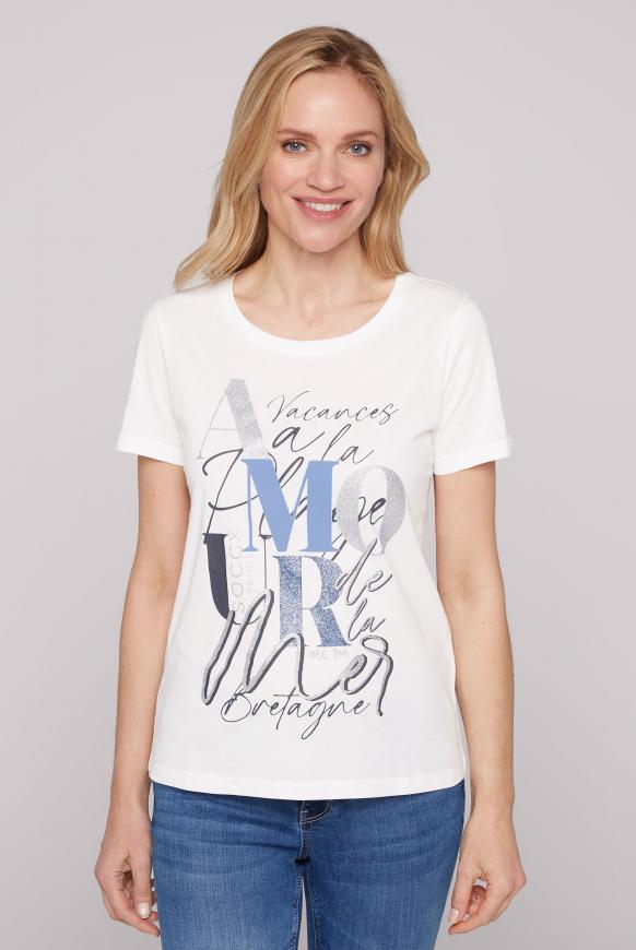 CAMP DAVID & SOCCX | T-Shirt mit Glitzer-Artwork ivory