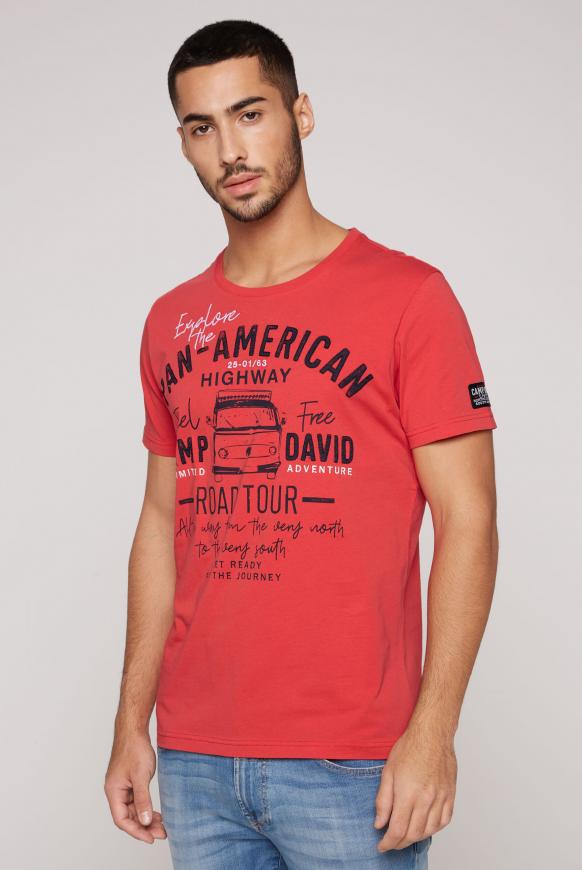 T-Shirt mit Label Prints und Stickereien red orange