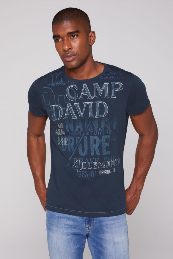 T-Shirt mit Logo Prints im Vintage Style brave blue