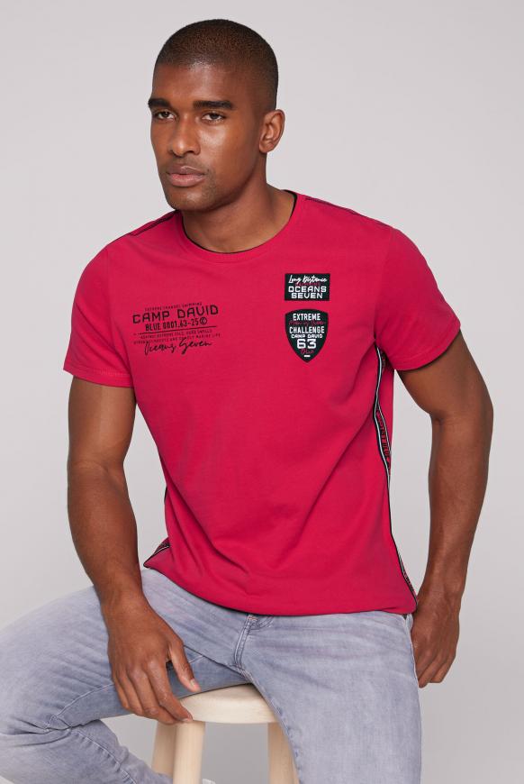 T-Shirt mit Rücken-Artwork und Seitentapes royal red