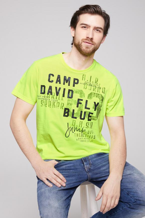 T-Shirt mit Tapes und Artwork neon lime