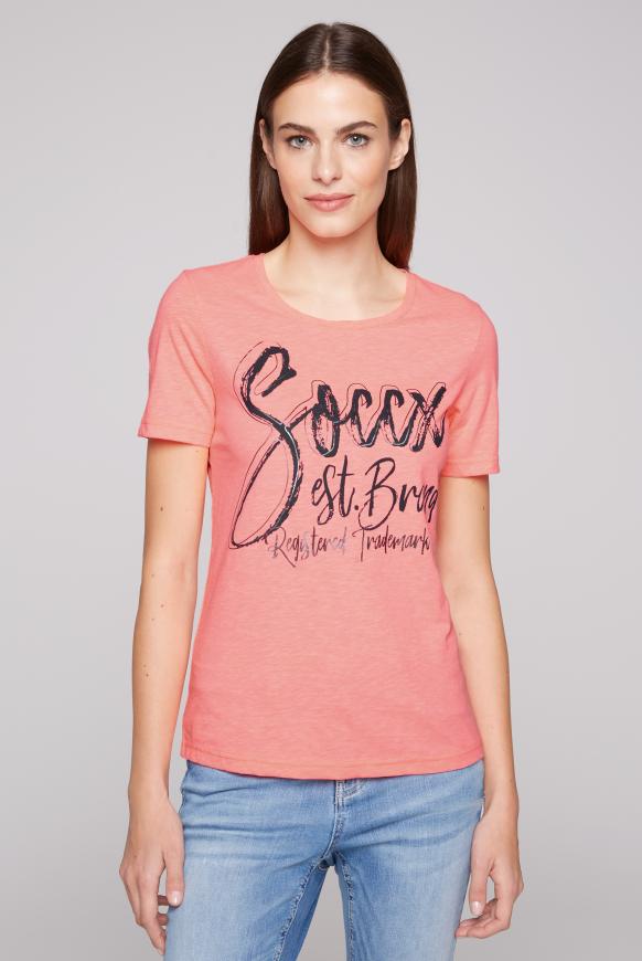 T-Shirt mit Wording Print neon pink