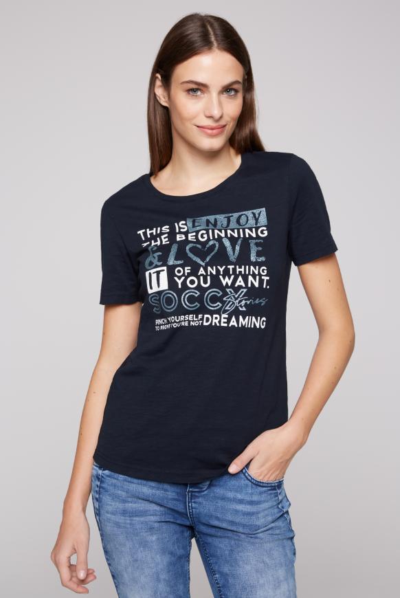 T-Shirt mit Wording Print blue navy