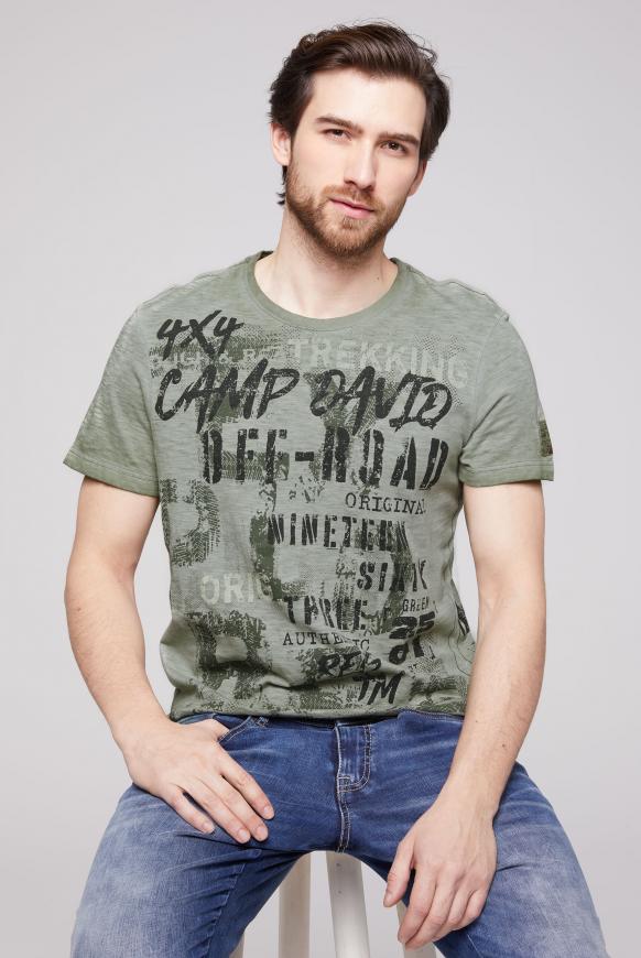 T-Shirt Oil Dyed mit Vintage Print khaki