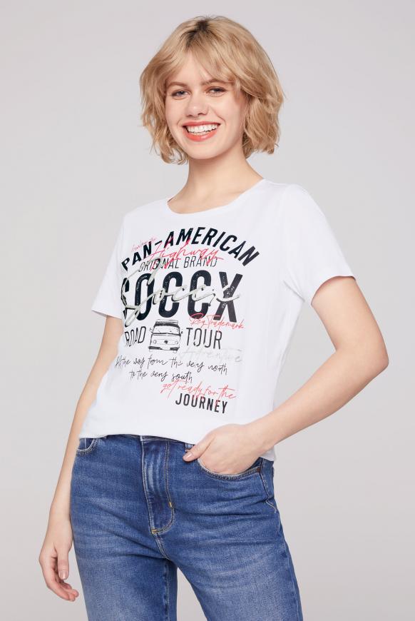 T-Shirt Rundhals mit Label Print opticwhite