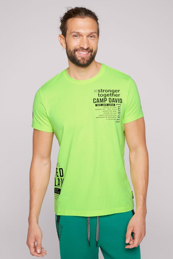T-Shirt Rundhals mit Rubber Prints neon yellow