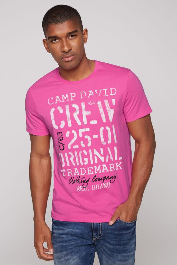 T-Shirt Rundhals mit Used Print new pink