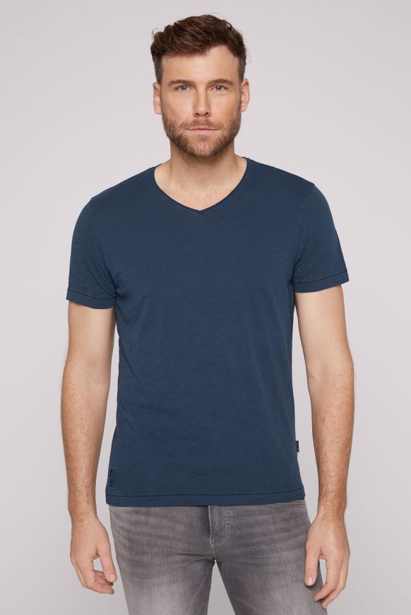T-Shirt V-Neck mit Used Look ocean navy