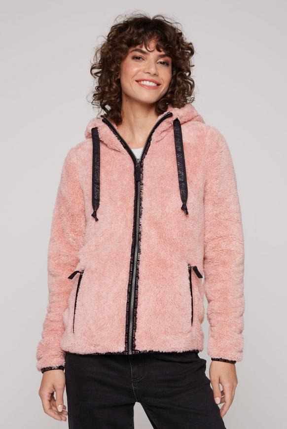 Teddyplüschjacke mit Kapuze milky rose mel.