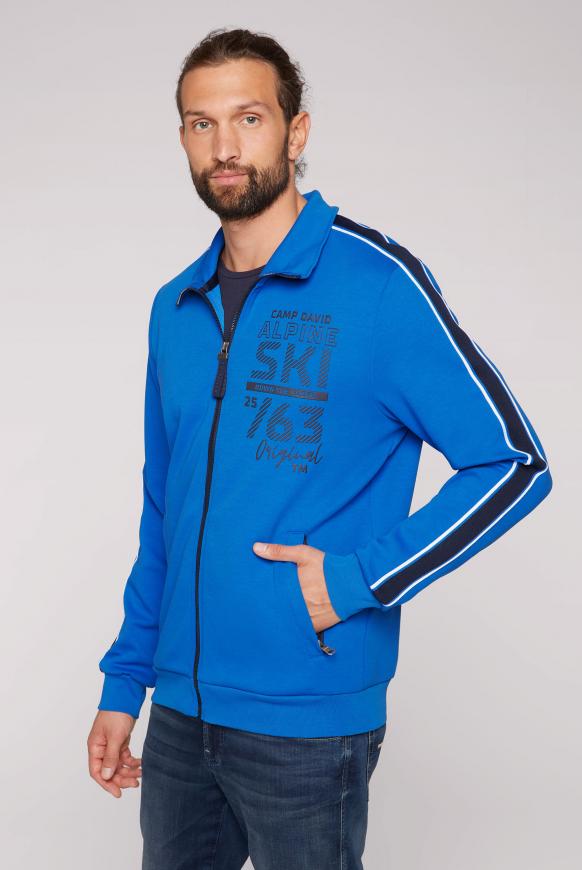 Trainingsjacke mit Logo und Streifen-Tapes neon blue