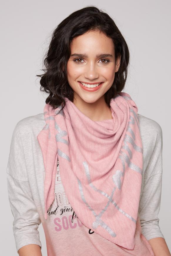Triangle-Tuch aus Flauschstrick mit Print milky rose mel.