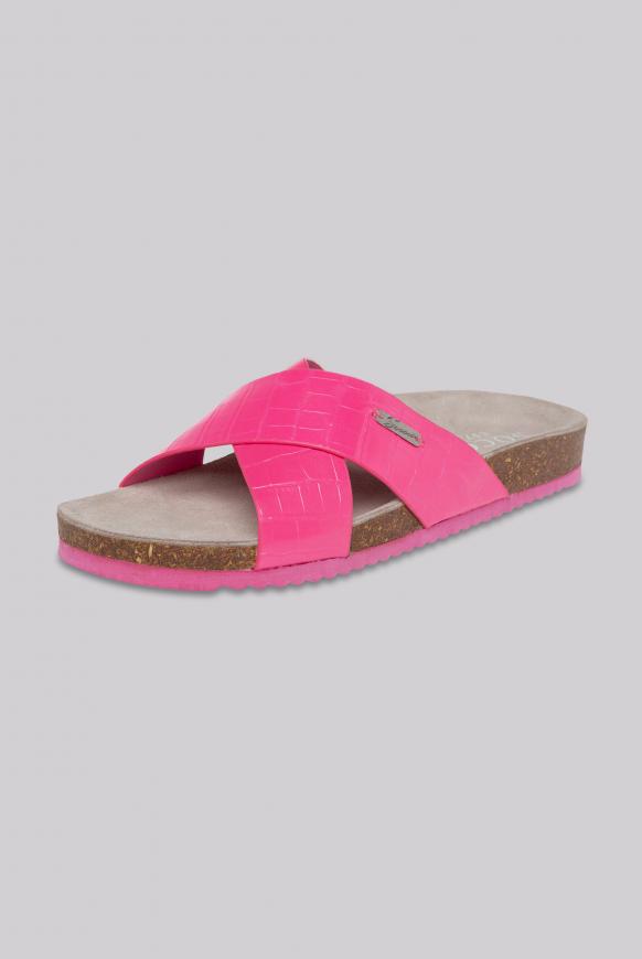Vegane Pantolette mit Kroko-Struktur tropical pink