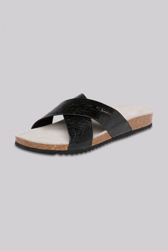 Vegane Pantolette mit Snake-Struktur black