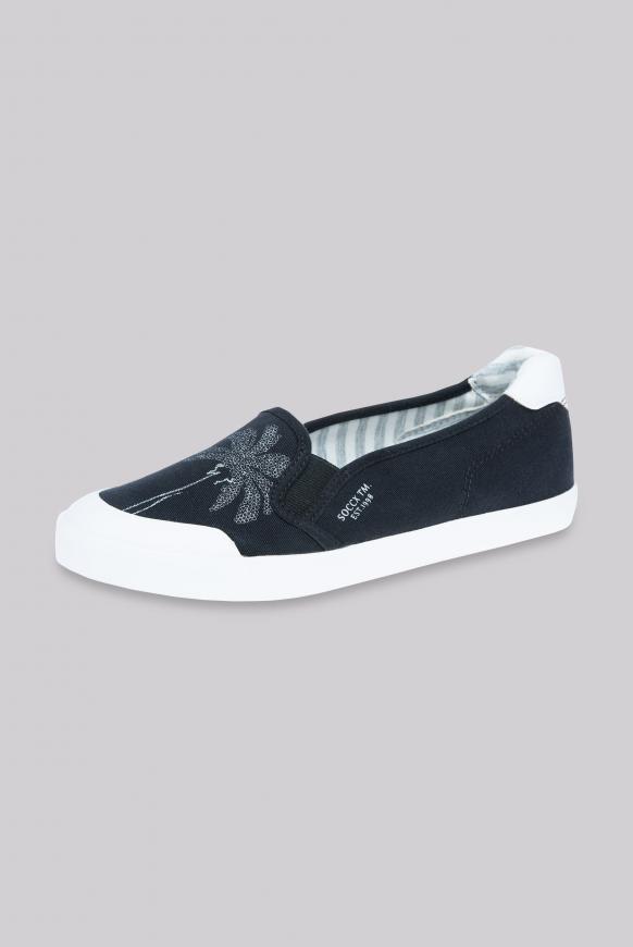 Veganer Canvas-Ballerina mit Print black