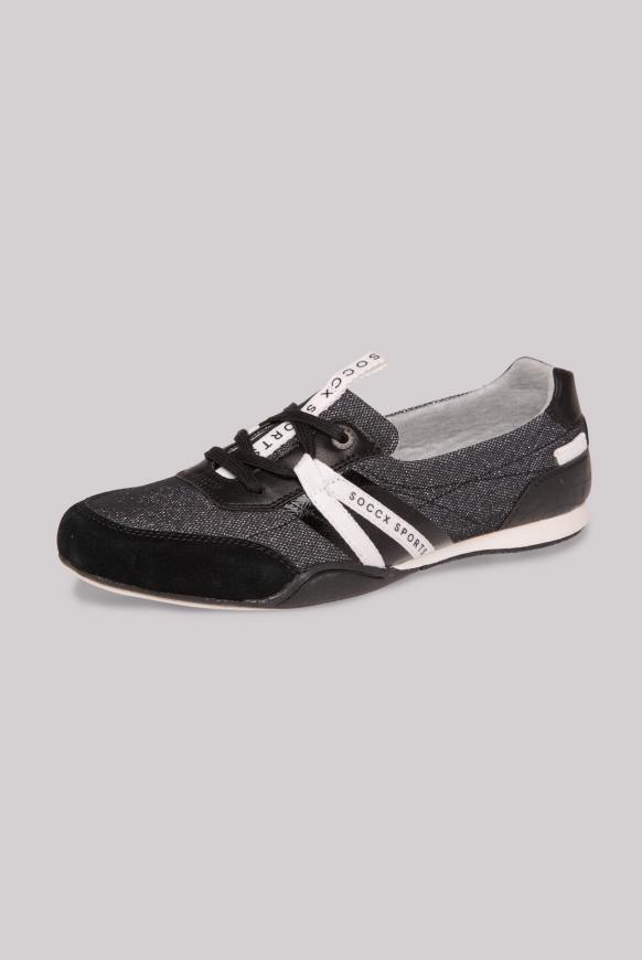 Veganer Sneaker-Ballerina mit Glitzer-Details black