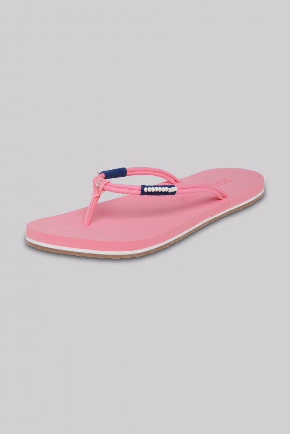 Veganer Zehentrenner mit Holzperlendekor pink shell