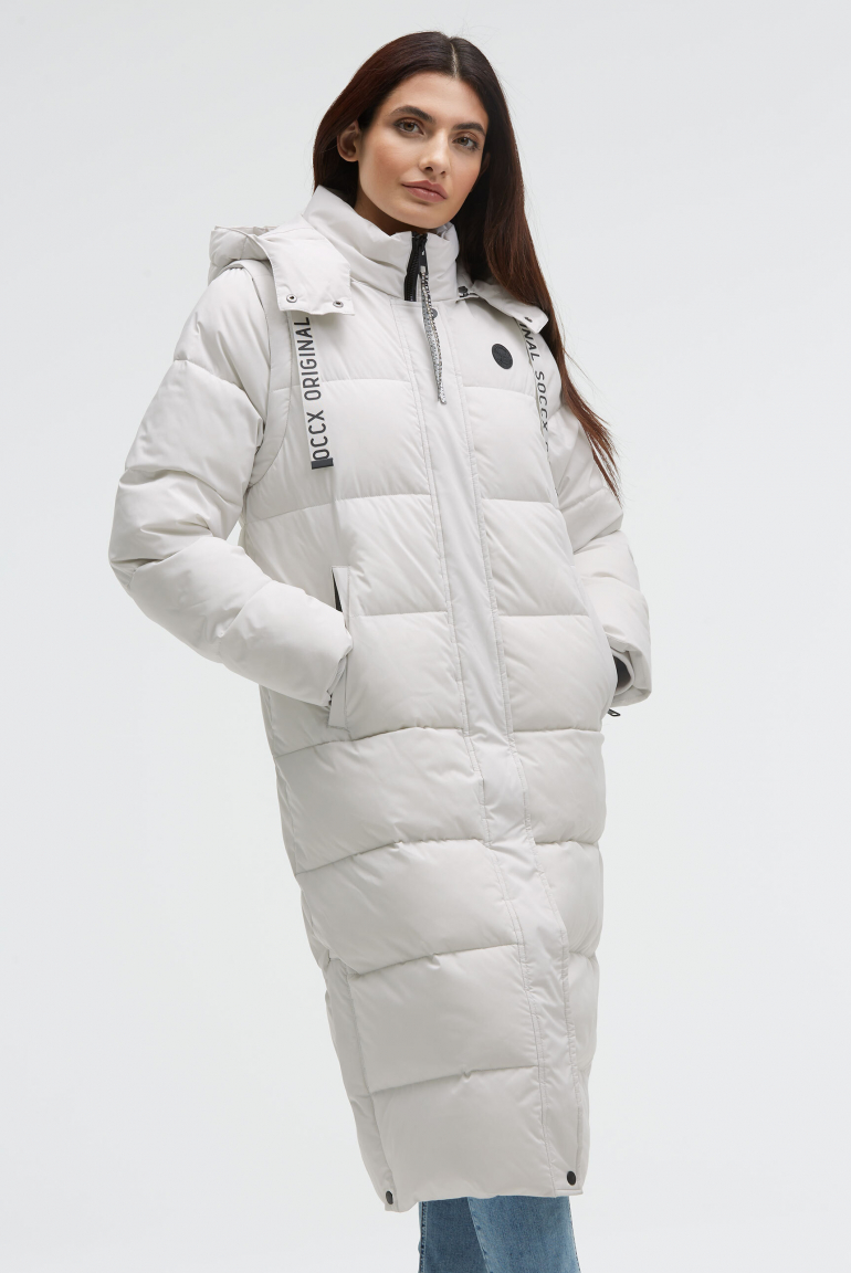 2-in-1 Puffer Coat und Weste grey sand