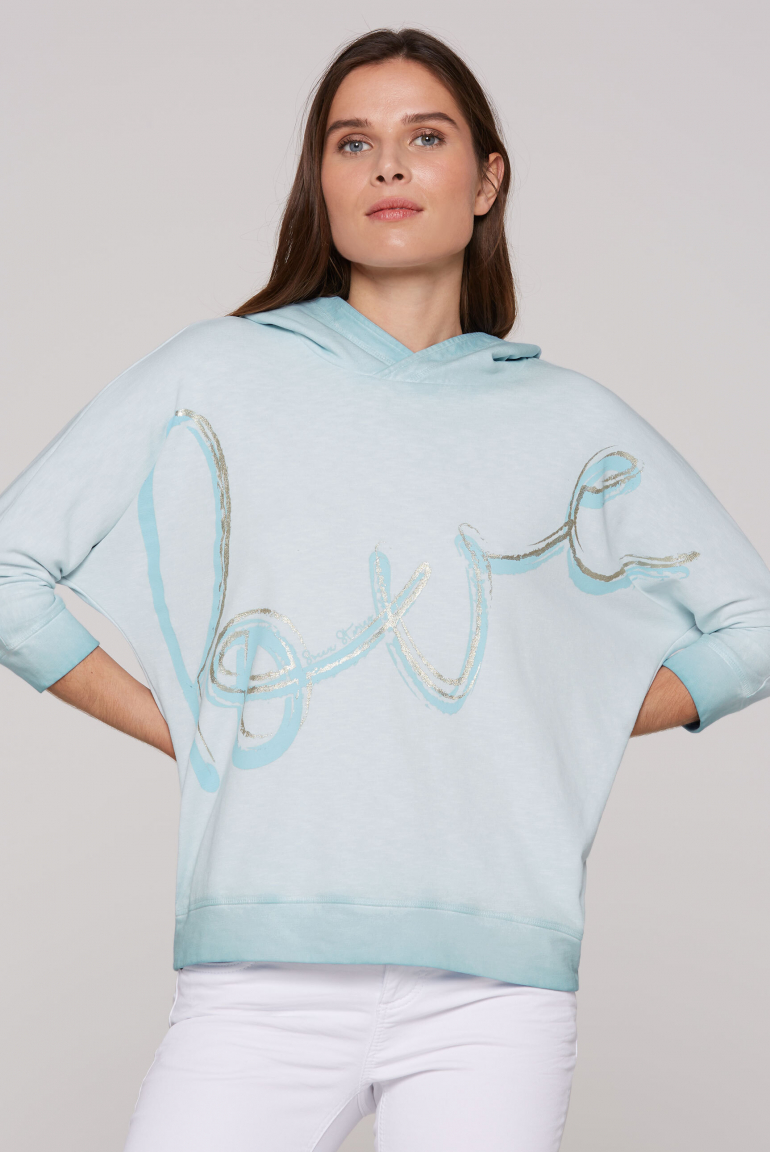 Hoodie mit kurzen Fledermausärmeln und Folienprint fresh breeze