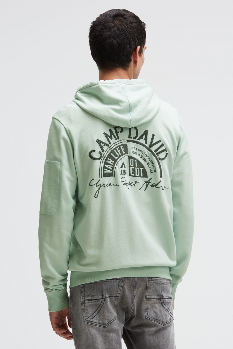 Kapuzensweatjacke Oil Dyed mit Rücken-Artwork faded mint