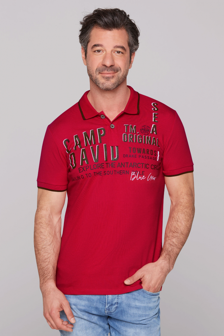 Kurzarmpolo aus Pikee mit Logo Artwork royal red