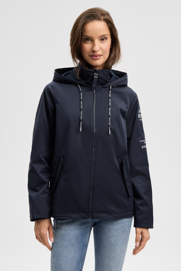 Kurzjacke mit Kapuze und Artworks blue navy