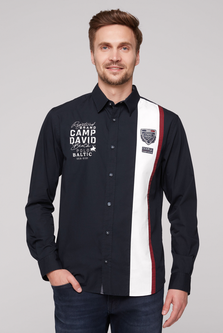 Langarmhemd mit Color-Blocking und Artworks blue navy