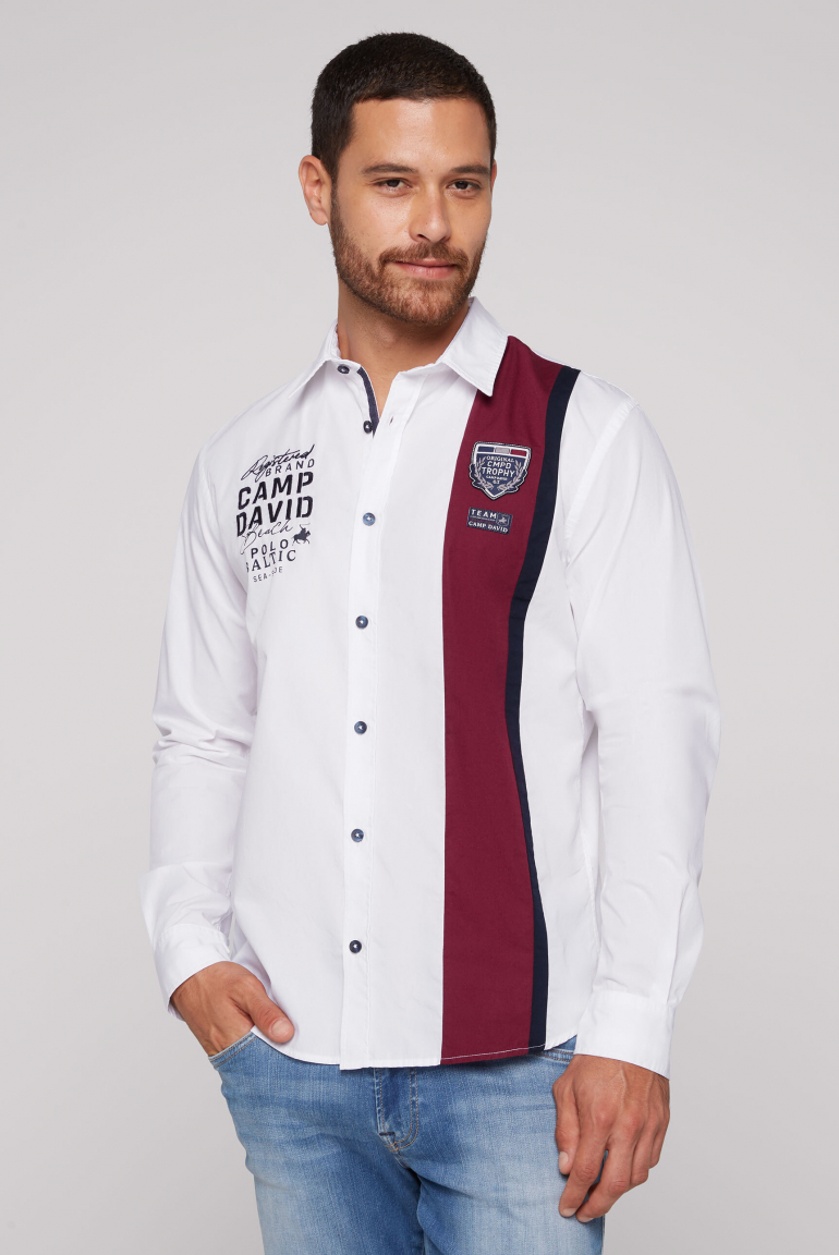 Langarmhemd mit Color-Blocking und Artworks opticwhite