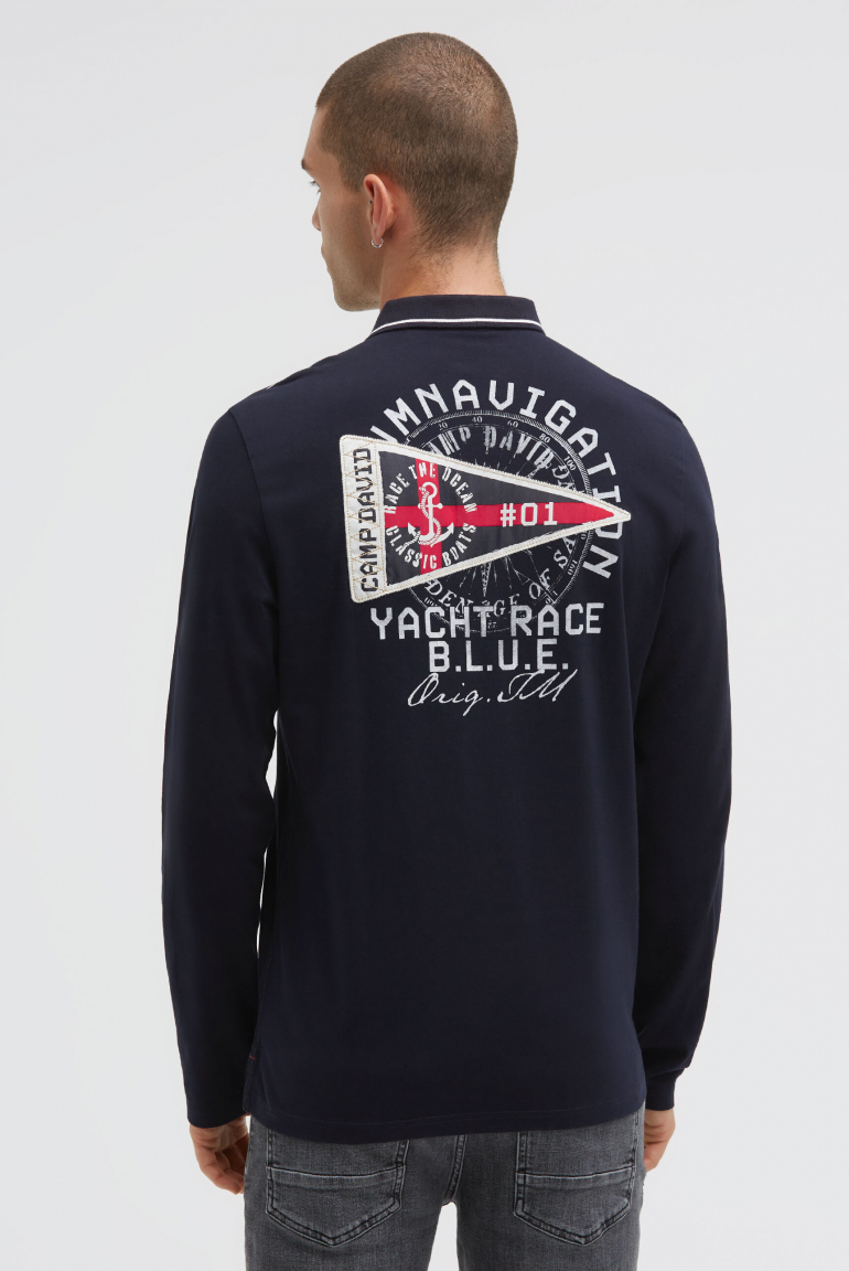 Langarmpolo mit Rücken-Artwork